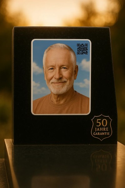 GRABBILD mit Foto und QR Code